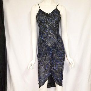 Vintage 80's Disco Sequin Black Dress